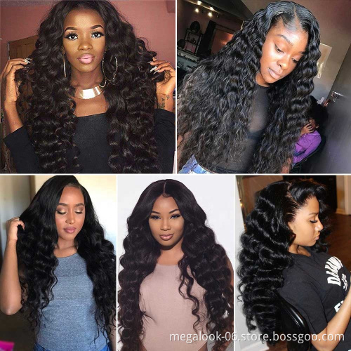 MegaLook 30 Inch 32Inch Indian Virgin Human Hair Wigs,Brazilian Peruvian Body Wave 4X4 Cuticle Aligned 3 Part Lace Closure Wig